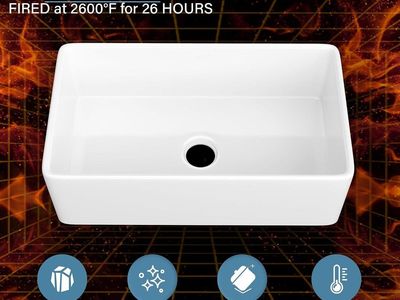 White Fireclay Farmhouse Kitchen Sink Single Bowl Apron Front