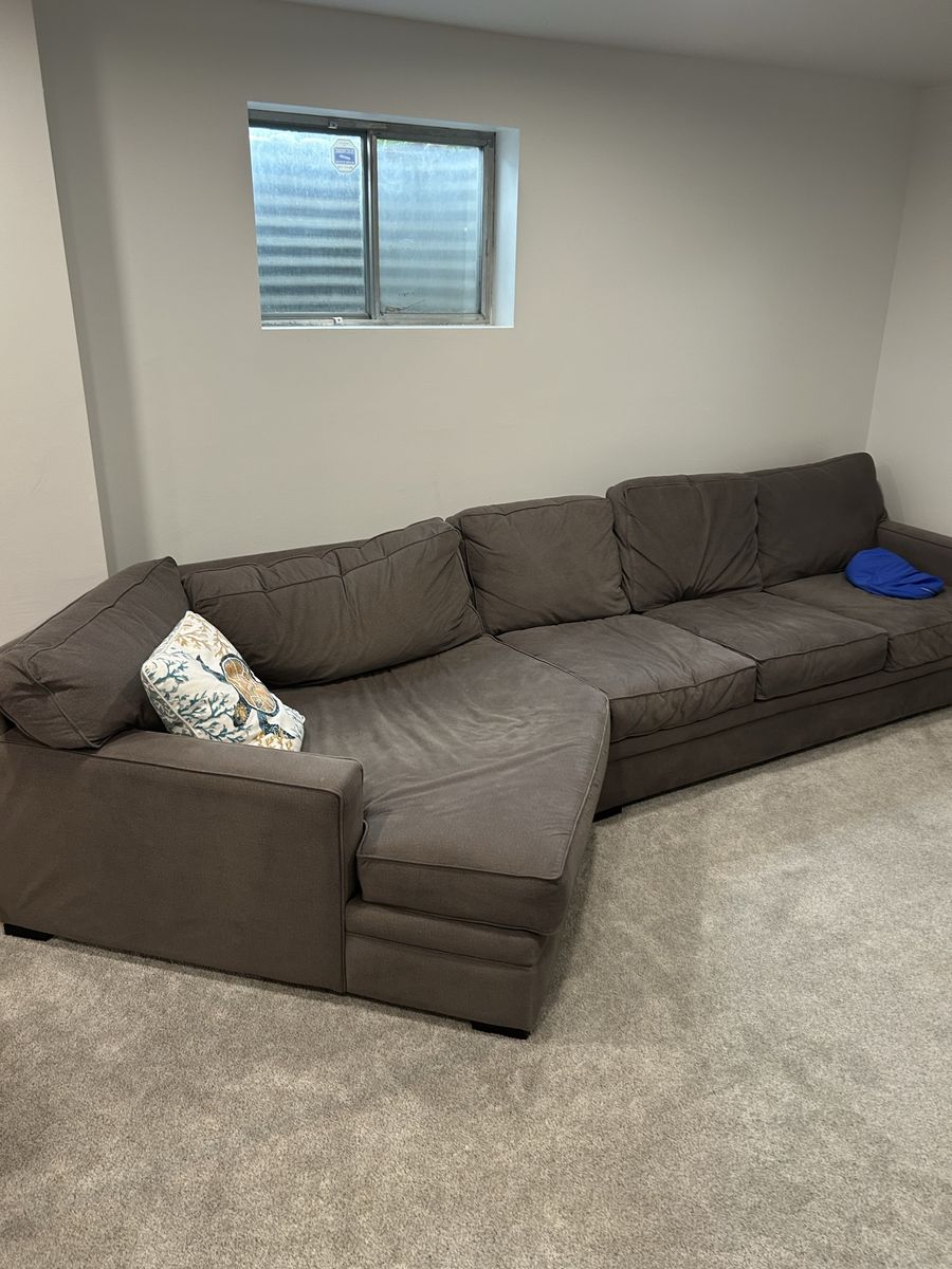 Gray Fabric Sectional Couch Sofa with Left-Facing Chaise - Good Condition