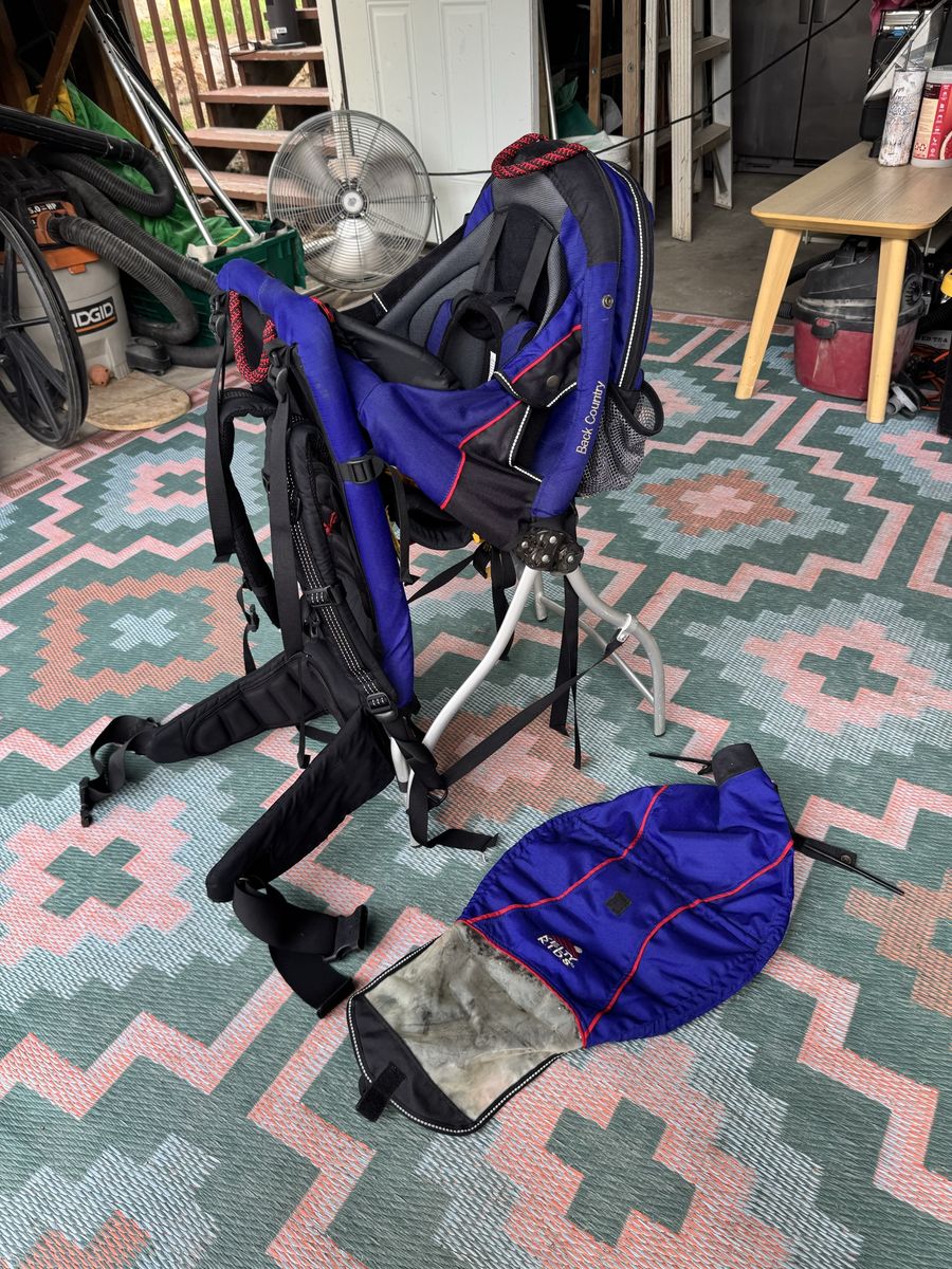 Kelty Kids Back Country Child Carrier Backpack Blue Black with Rain Cover