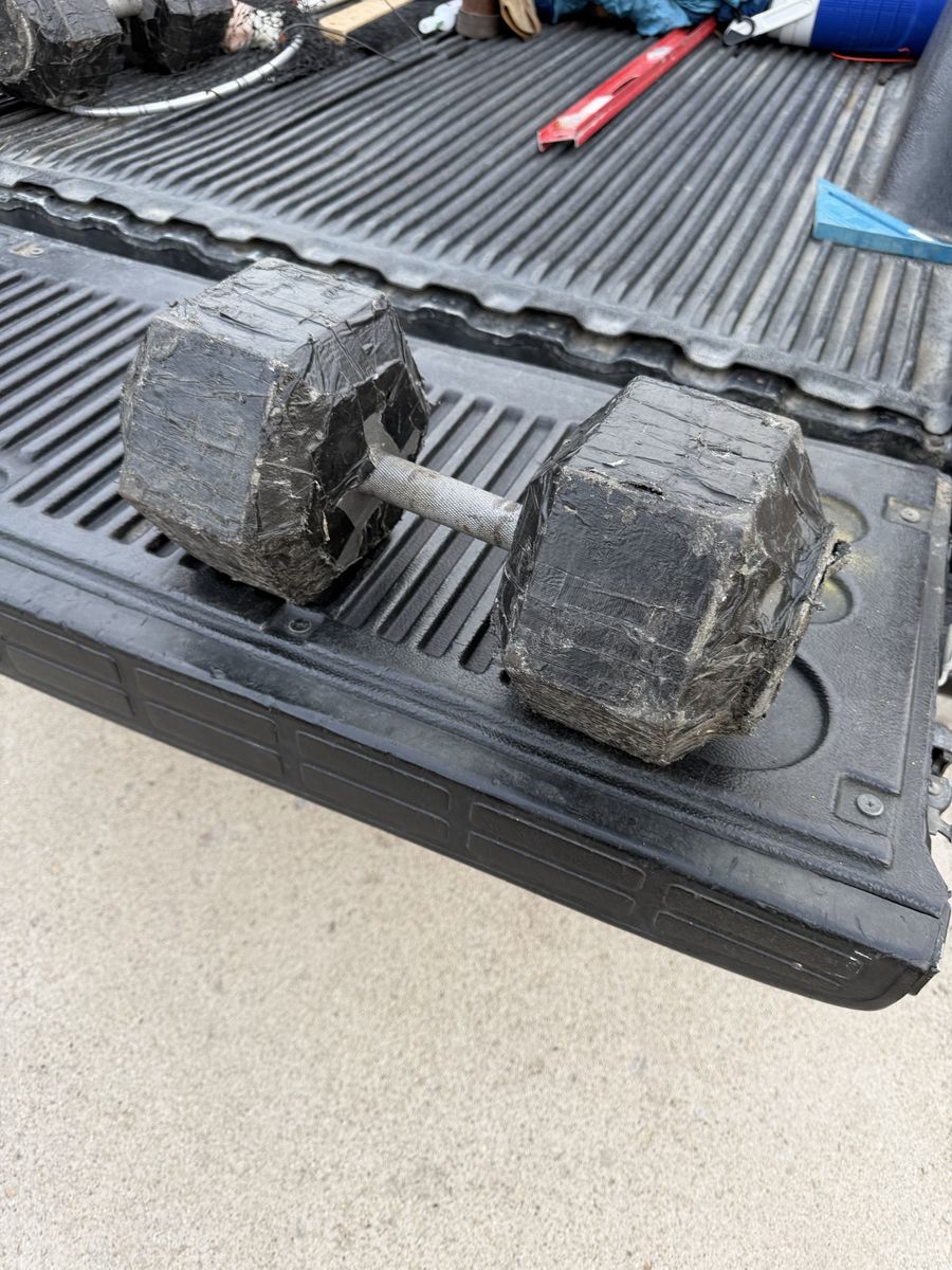Heavy Dumbbell with Taped Hex Heads Used Fitness Equipment
