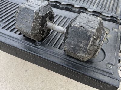 Heavy Dumbbell with Taped Hex Heads Used Fitness Equipment