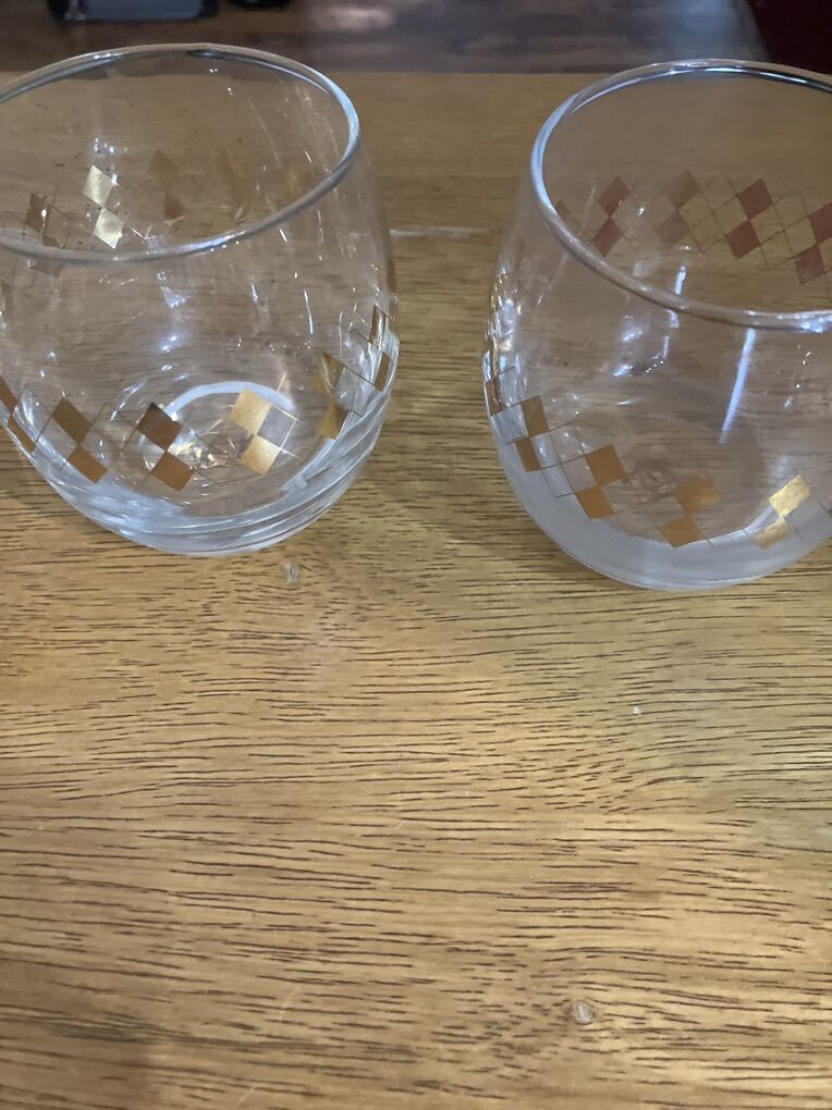 Vintage Set Of 2  1960s Drink Glasses