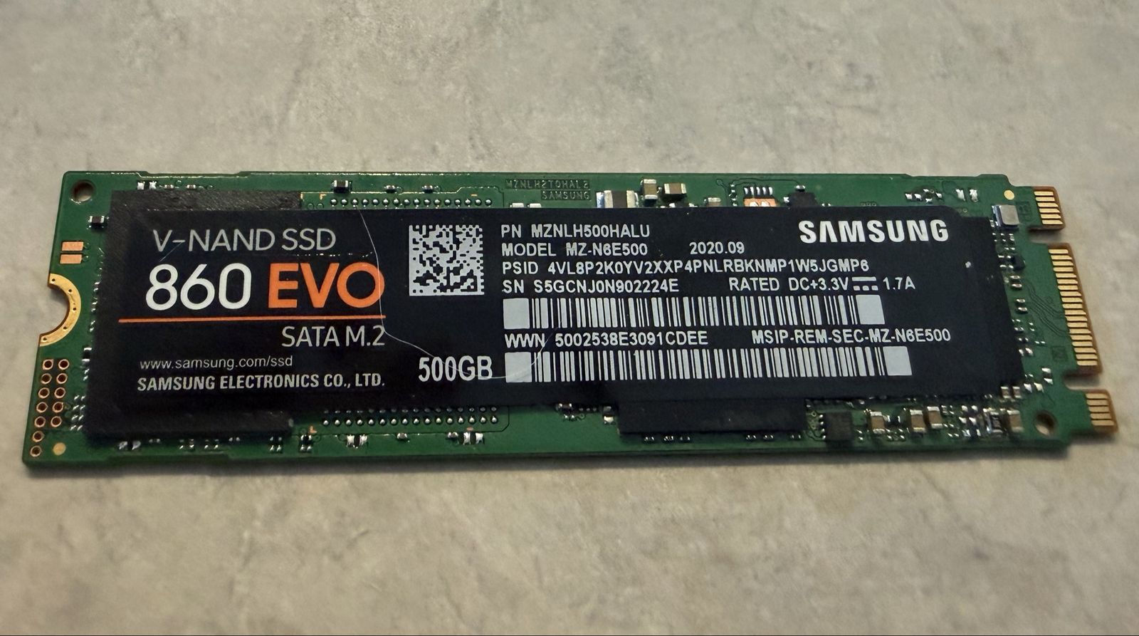 Samsung 860 EVO 500GB SATA M.2 Solid State Drive SSD