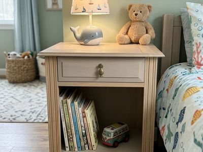 Light Wood Wooden Nightstand with Single Drawer and Open Storage Shelf ( great for a kids room)