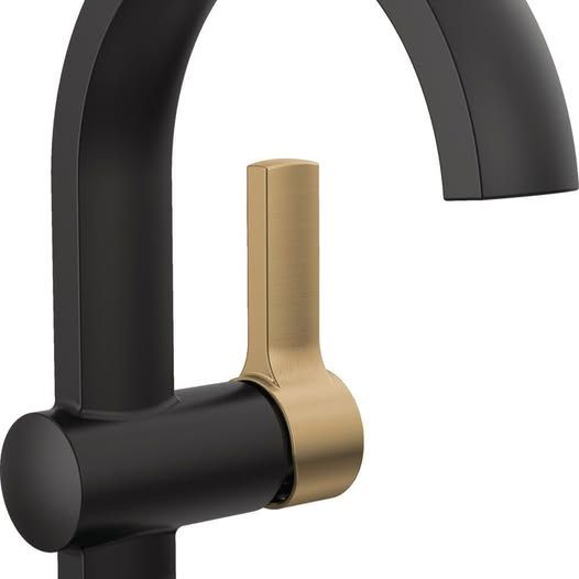 Delta Albion Matte Black/Brushed Gold Bathroom Faucet Single Hole W/Metal Push Pop Drain