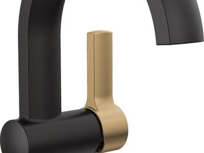 Delta Albion Matte Black/Brushed Gold Bathroom Faucet Single Hole W/Metal Push Pop Drain