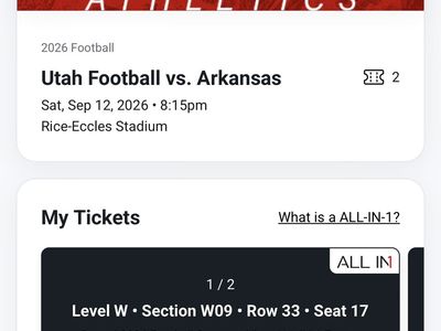 2 Tickets: Utah Football vs. Arkansas - Sat, Sep 12, 2026