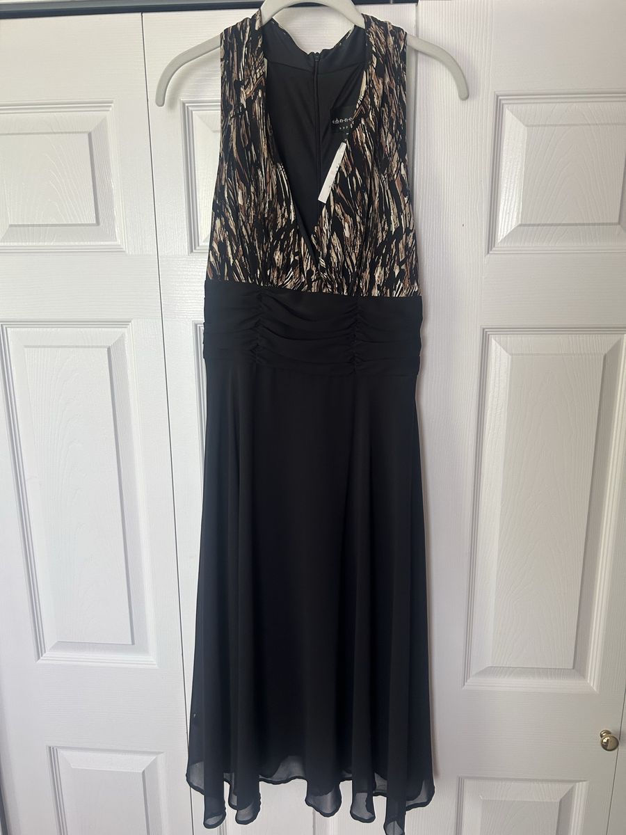 Connected Apparel Women's Size 10 Black & Print Sleeveless Midi Dress. New with tags. 