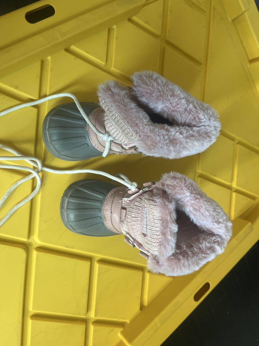 London Fog Pink & Gray Toddler Girls Winter Snow Boots with Faux Fur Lining