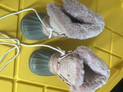 London Fog Pink & Gray Toddler Girls Winter Snow Boots with Faux Fur Lining