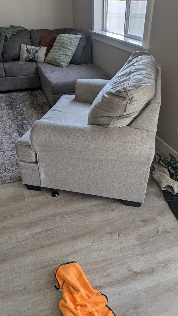 Light Gray/ cream Oversized Armchair / Chair and a Half with Rolled Arms