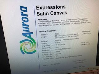 Aurora expressions satin canvas new rolls 50yd