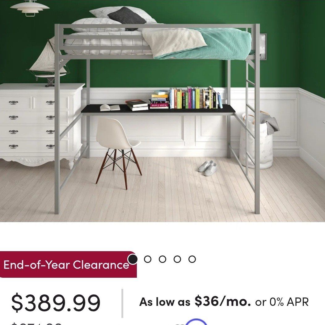 FULL SIZE LOFT BED WITH DESK