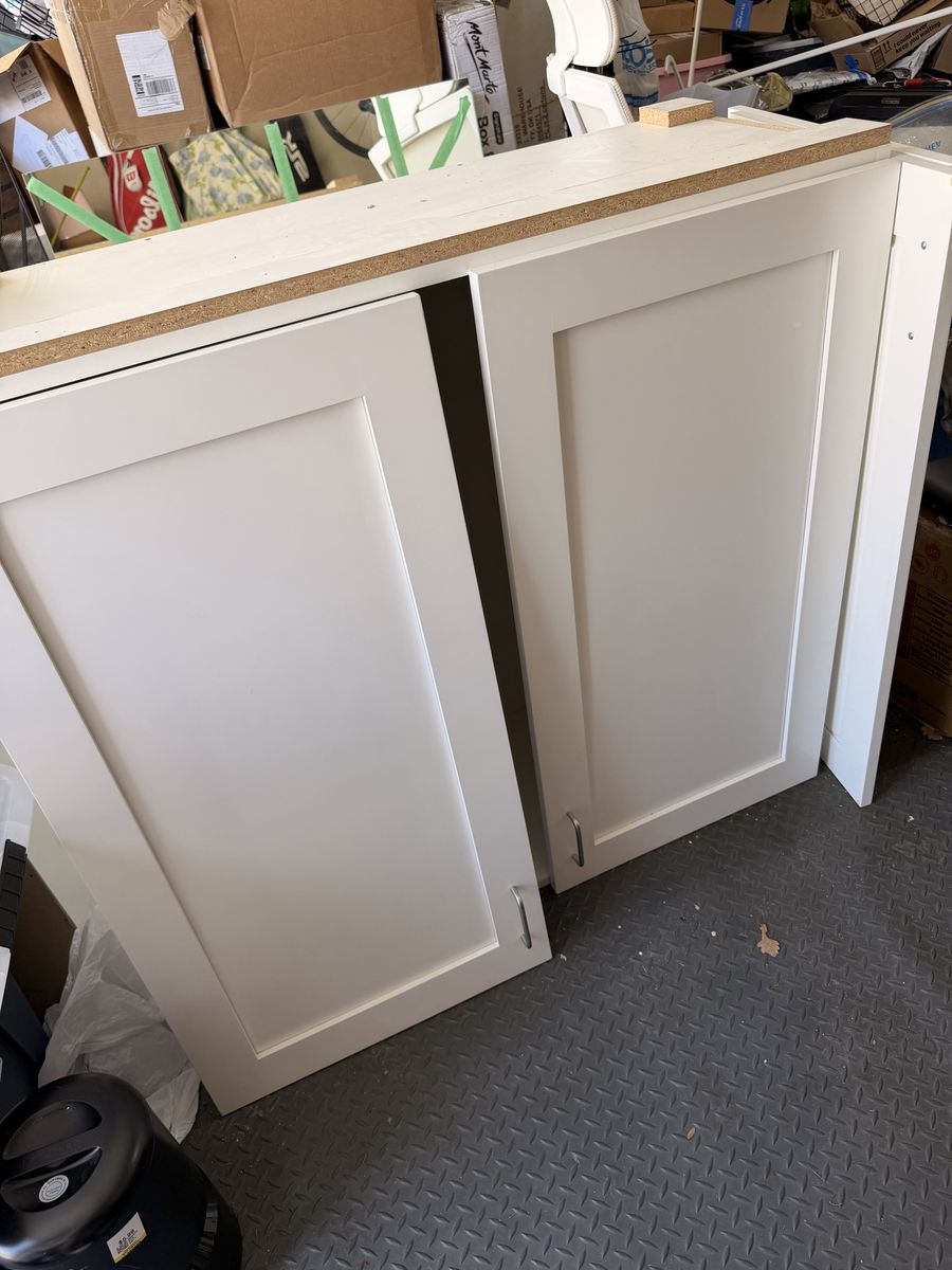 Used White Shaker Style Kitchen Cabinet - 41" Wide, 3 Shelves, Good Condition