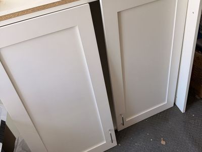 Used White Shaker Style Kitchen Cabinet - 41" Wide, 3 Shelves, Good Condition