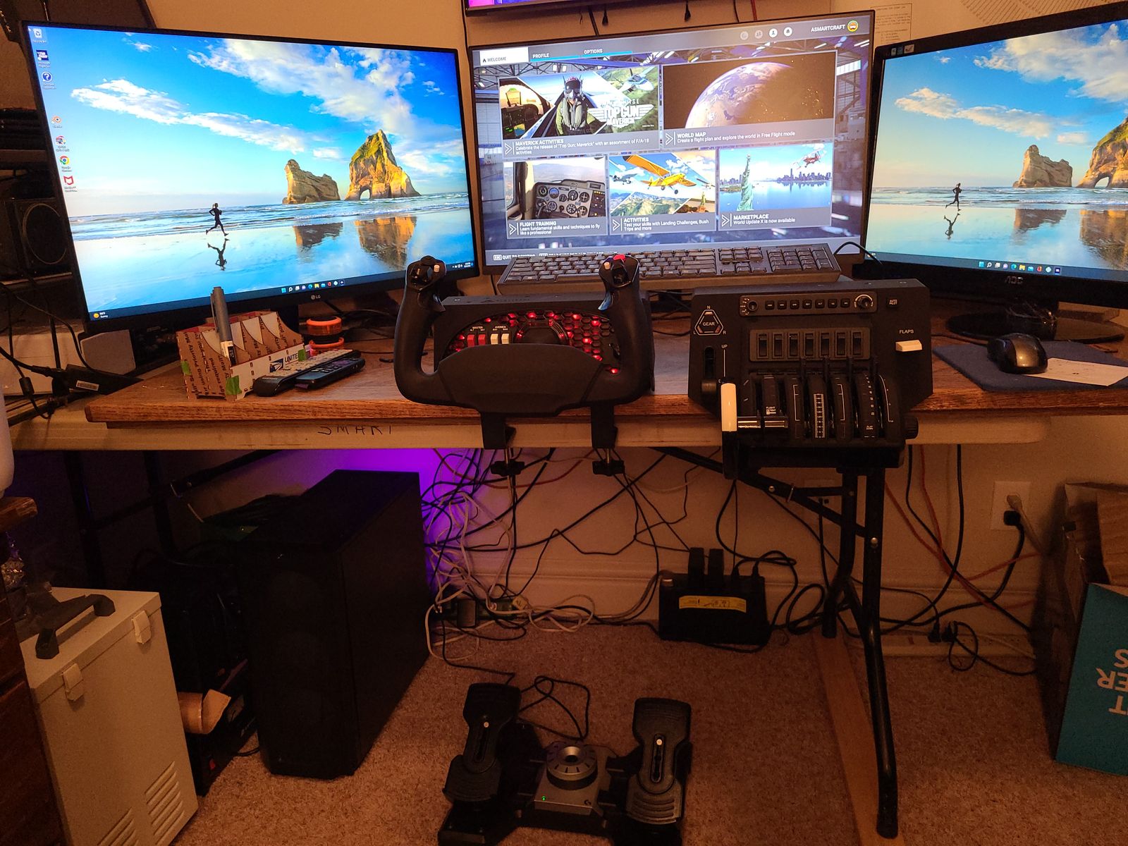 Private Seller  Yoke - Throttle - Rudder Flight Simulator System