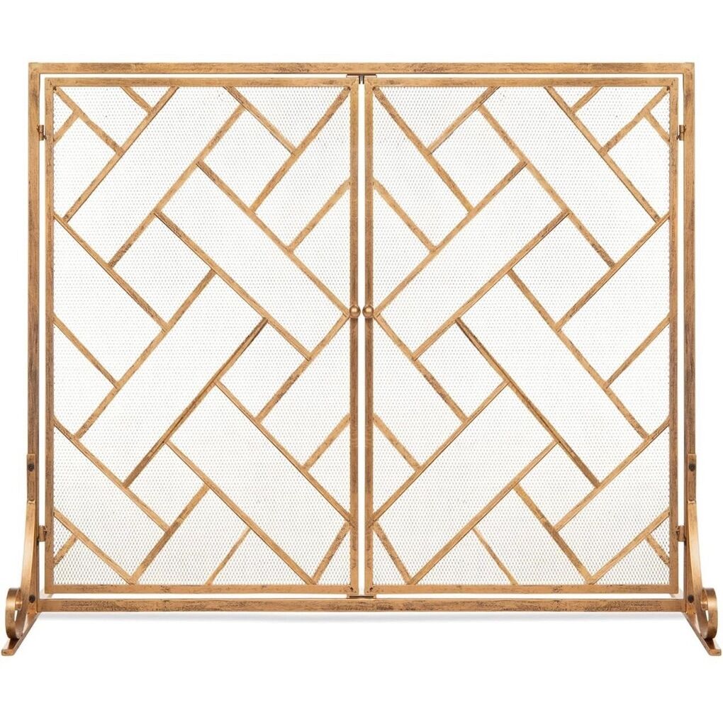 Iron Decorative Mesh Geometric Fireplace Screen