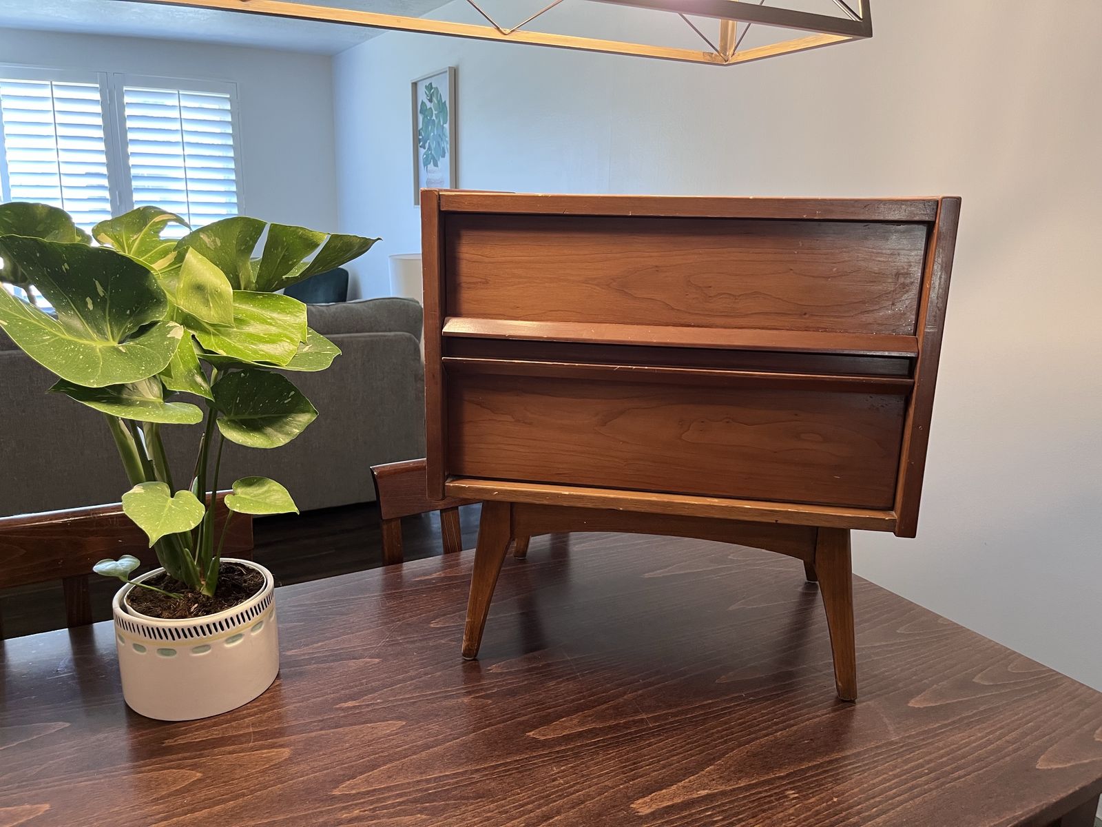 Mid-Century Modern Wood End Table with Angled Legs