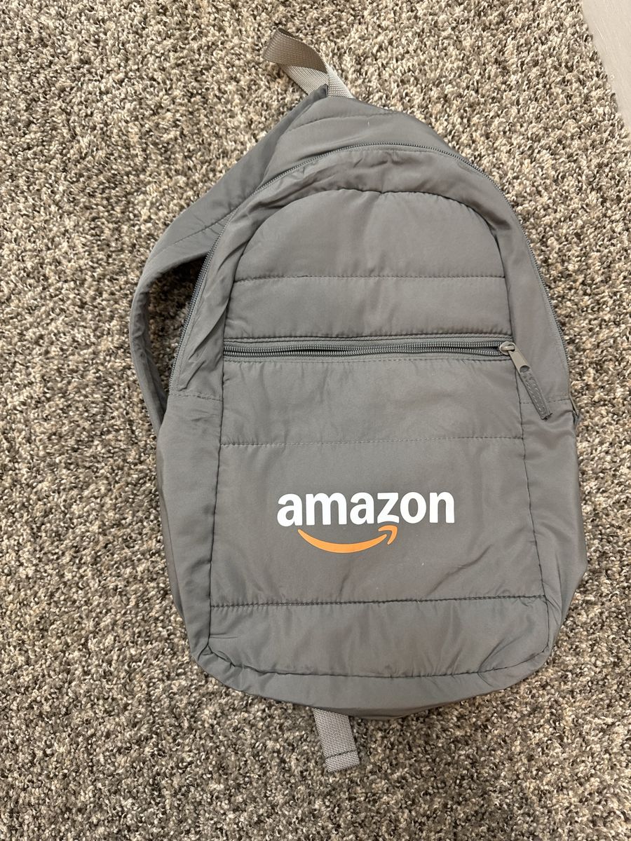 Amazon Gray Quilted Sling Backpack Crossbody Bag