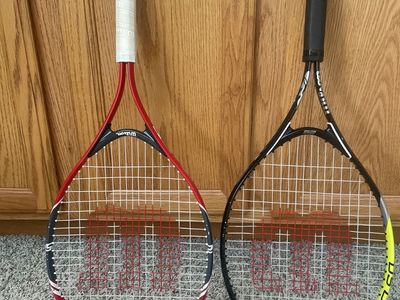 Wilson Federer & US Open 25" Youth Tennis Racquets - Red/Gray & Black/Yellow, Excellent Condition