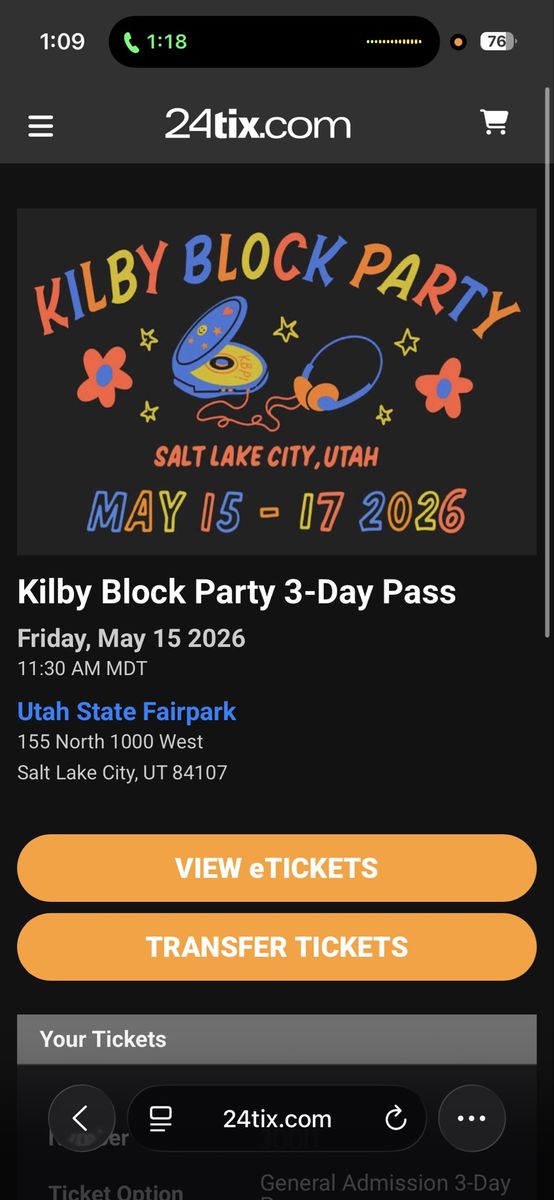 Kilby 3 day GA ticket