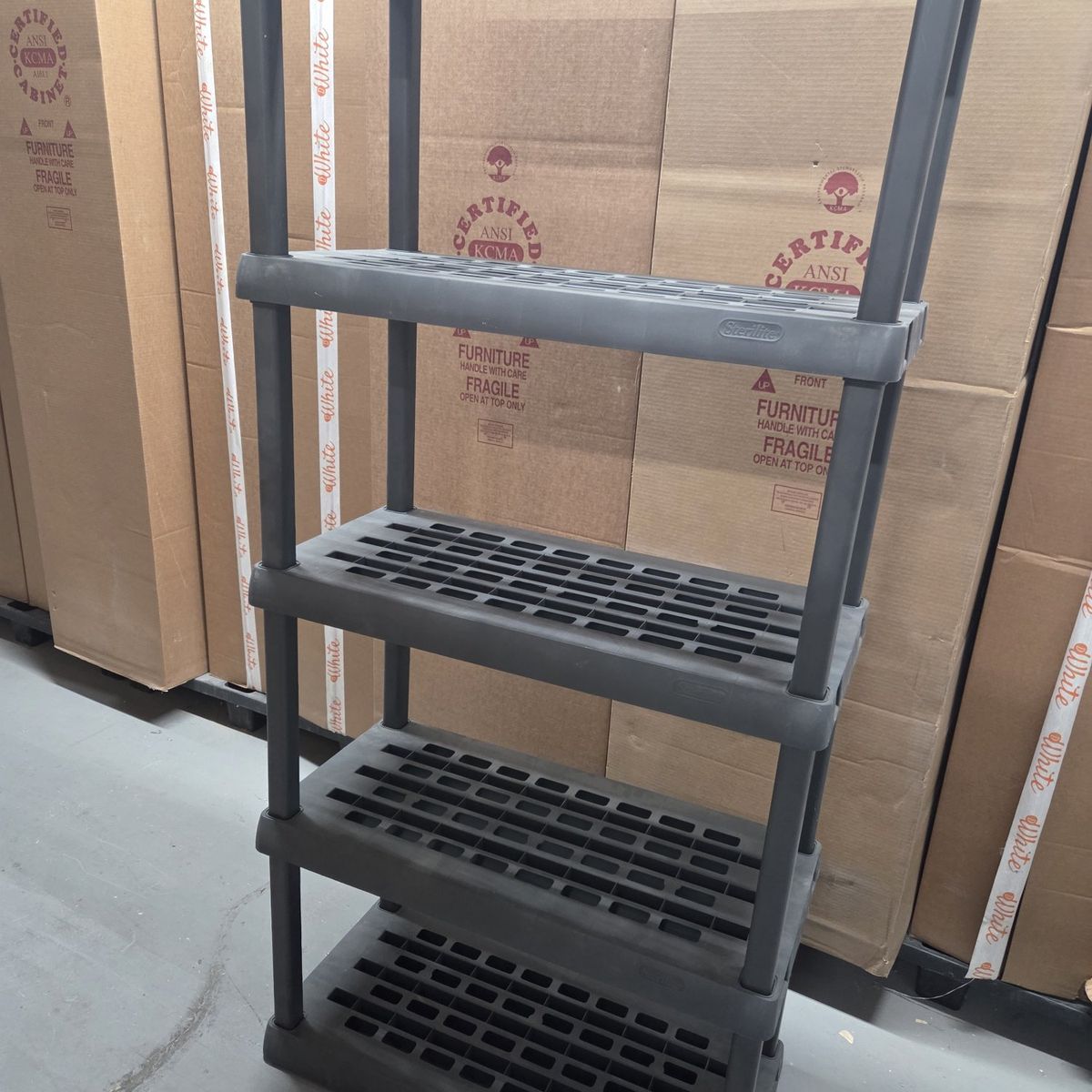 Sterilite 4-Shelf Ventilated Heavy-Duty Storage Unit, Gray Plastic Shelving