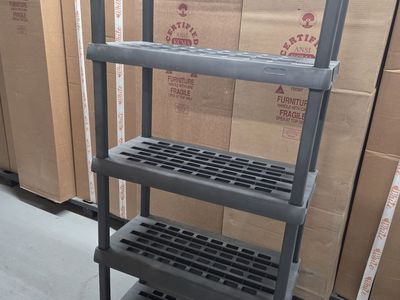 Sterilite 4-Shelf Ventilated Heavy-Duty Storage Unit, Gray Plastic Shelving