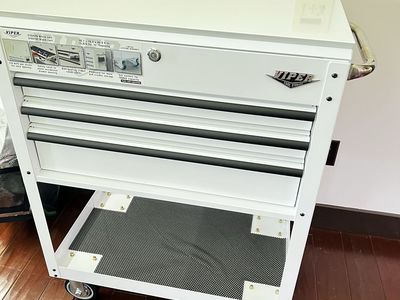 New Viper Tool Storage White Rolling Tool Cart with Drawers and Top Lid