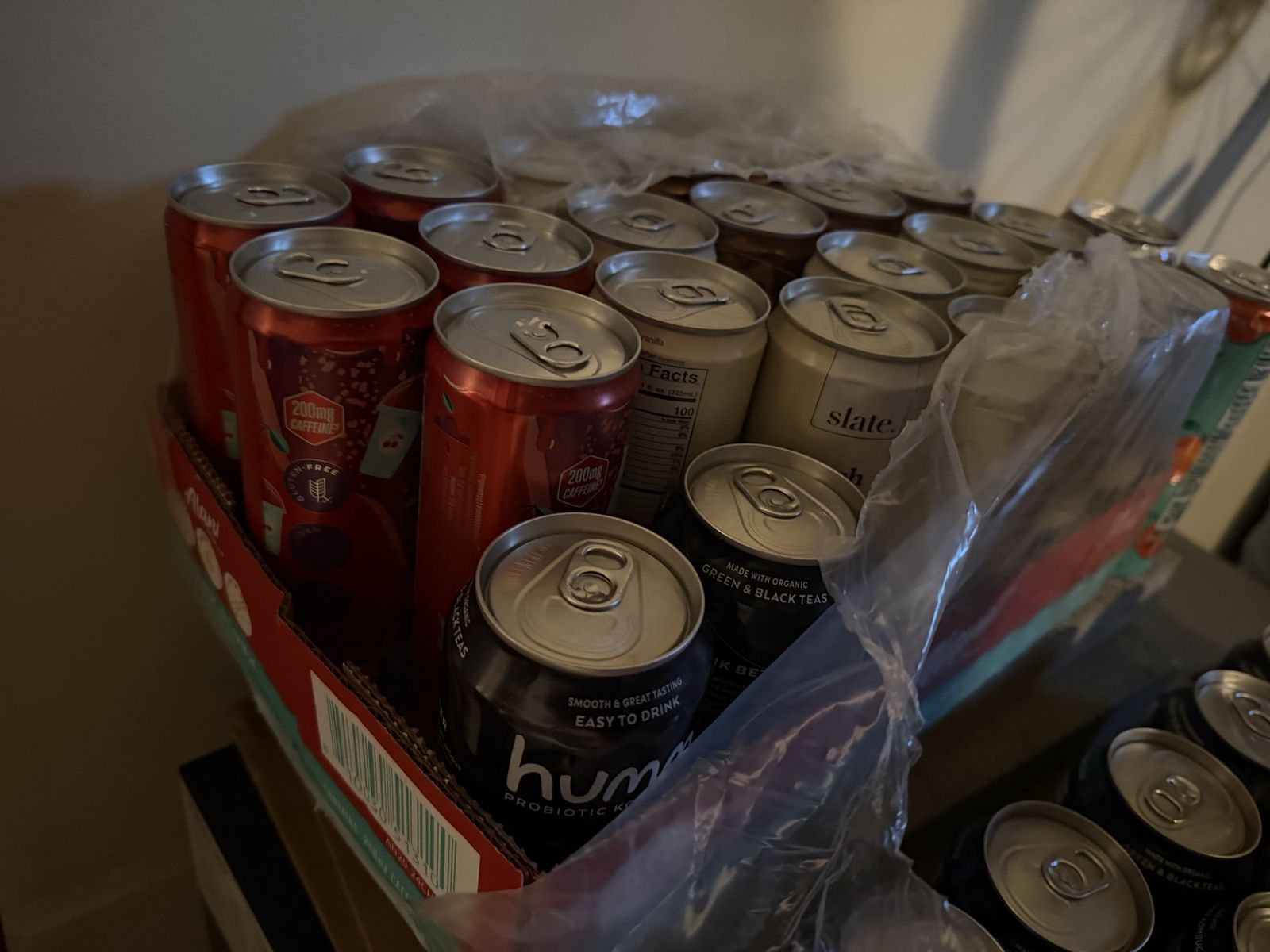 Assorted Beverage Case: Humm Kombucha, Alani Nu, Slate Milk, Clear Protein & More (New)