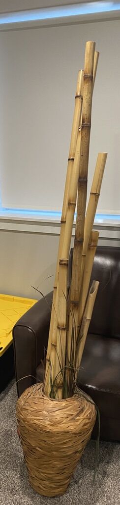 Wicker Basket Filled With Bamboo And Grass