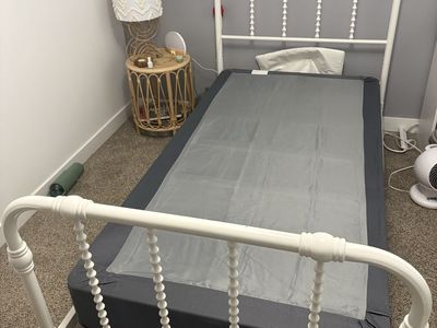 White metal bed frame