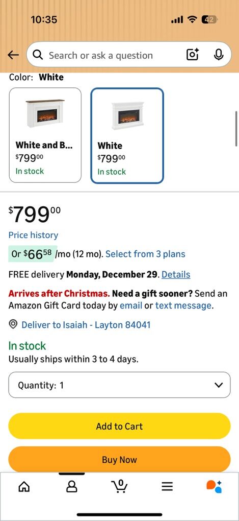 New In Box Electric Fireplace Console -White-799$