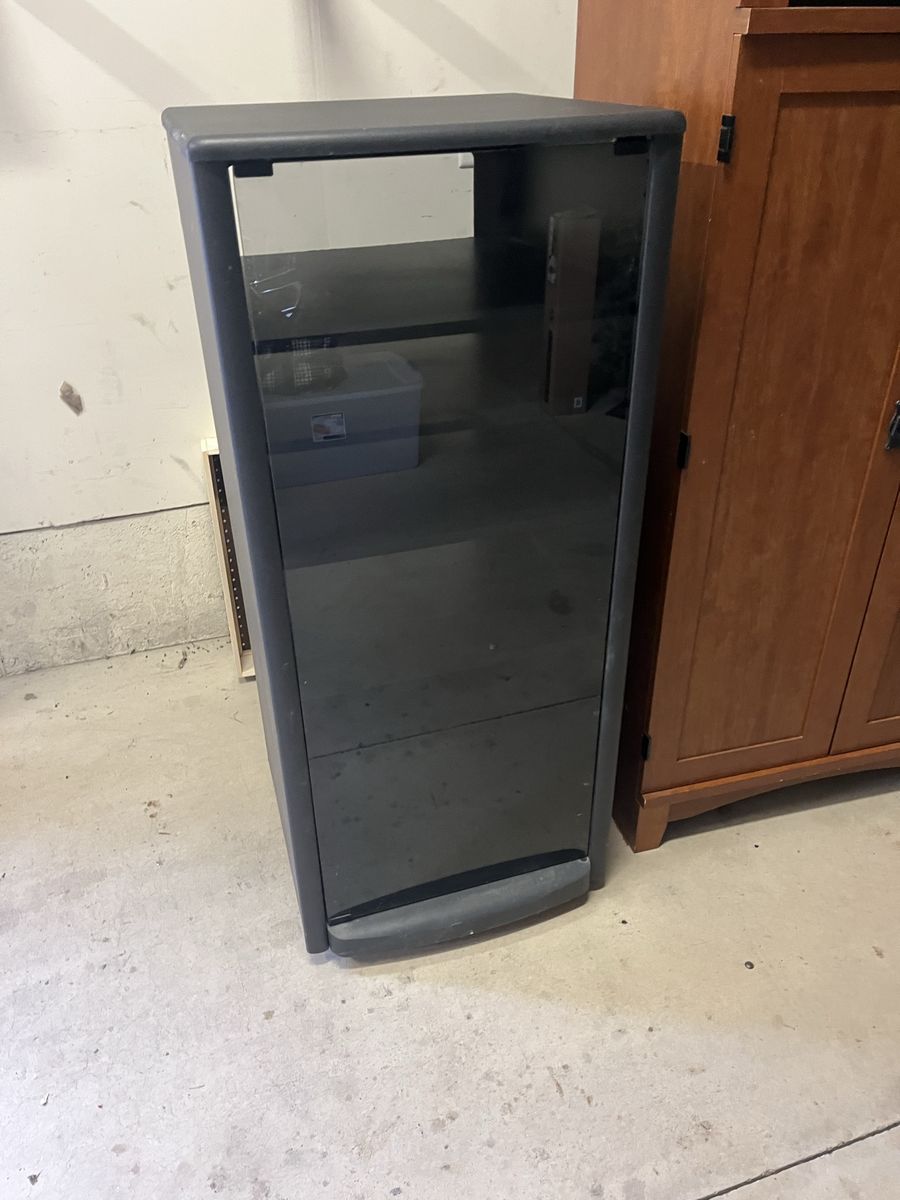 Black Media Storage Cabinet with Glass Door - 4 Shelves