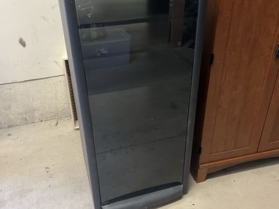 Black Media Storage Cabinet with Glass Door - 4 Shelves