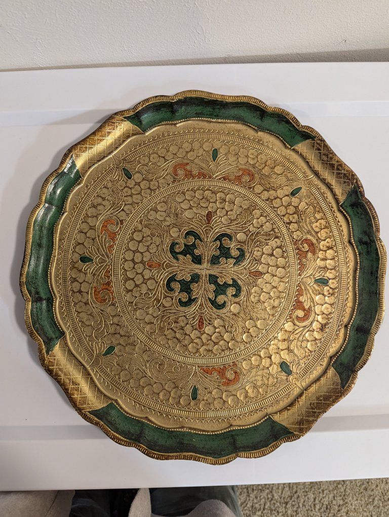 15" Large round Florentine Italian serving tray