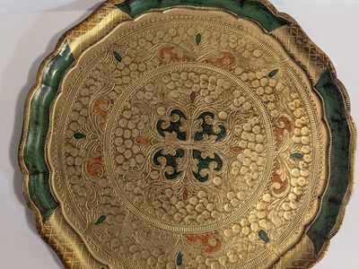 15" Large round Florentine Italian serving tray