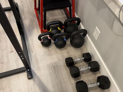 Kettle bells, dumbbells and 2 steps