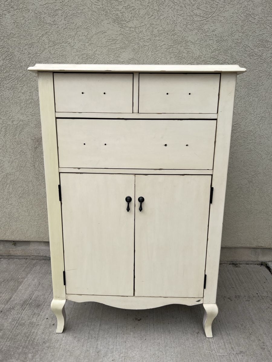 Off-White Vintage Style Wooden Armoire Cabinet Dresser