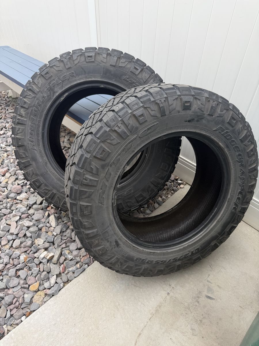 2 Used Nitto Ridge Grappler LT275/65R18 All-Terrain Tires - Great Condition