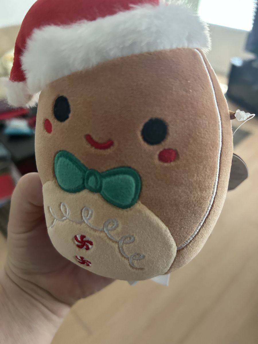 Squishmallows Official 5 inch Jordan the Gingerbread With Santa Hat - Child's Ultra Soft Stuffed Plush Toy. BNWT.