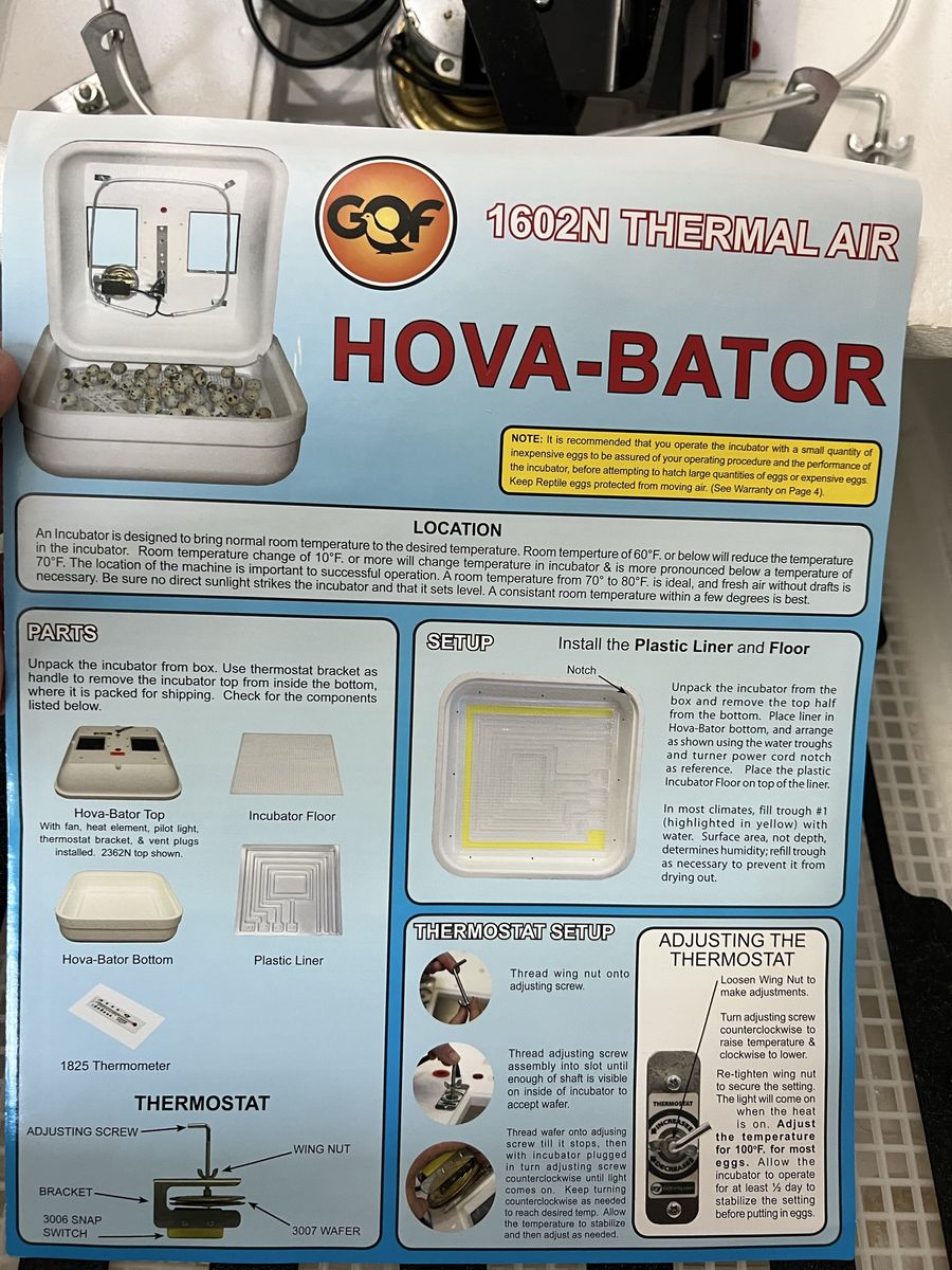 Hova-Bator Forced Air incubator with Egg turner