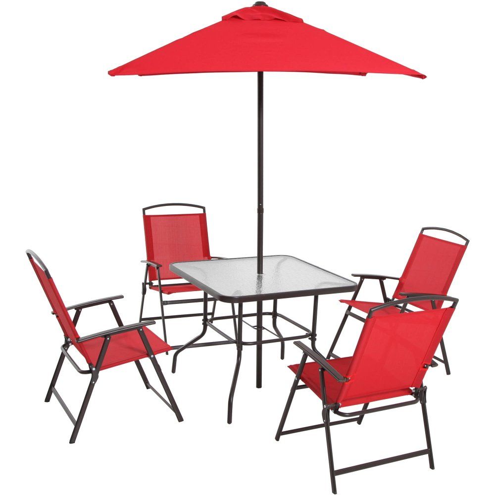 Outdoor Dining set 4 Chairs Table and Umbrella
