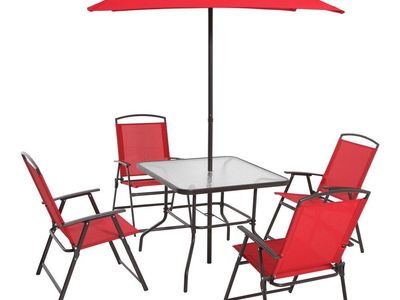 Outdoor Dining set 4 Chairs Table and Umbrella