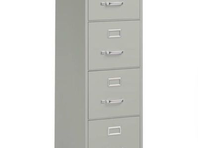 Cream Metal 4-Drawer Vertical Filing Cabinet - 52" H x 15" W - Office/Home Storage