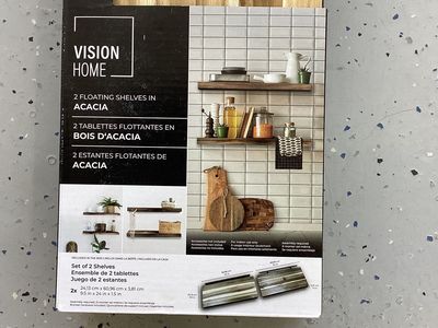 Vision Home Acacia Wood Floating Shelves - Set of 2, 24" x 6" x 1.5"