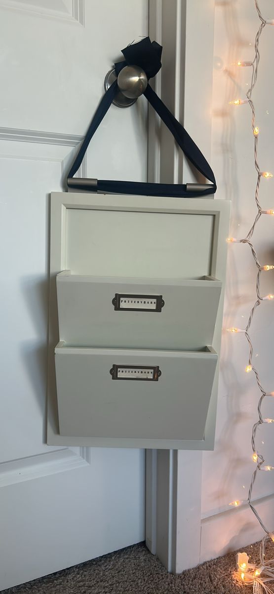 Pottery Barn Wall Mounted Wooden Organizer: 2-Tiered, White Finish, Key Storage