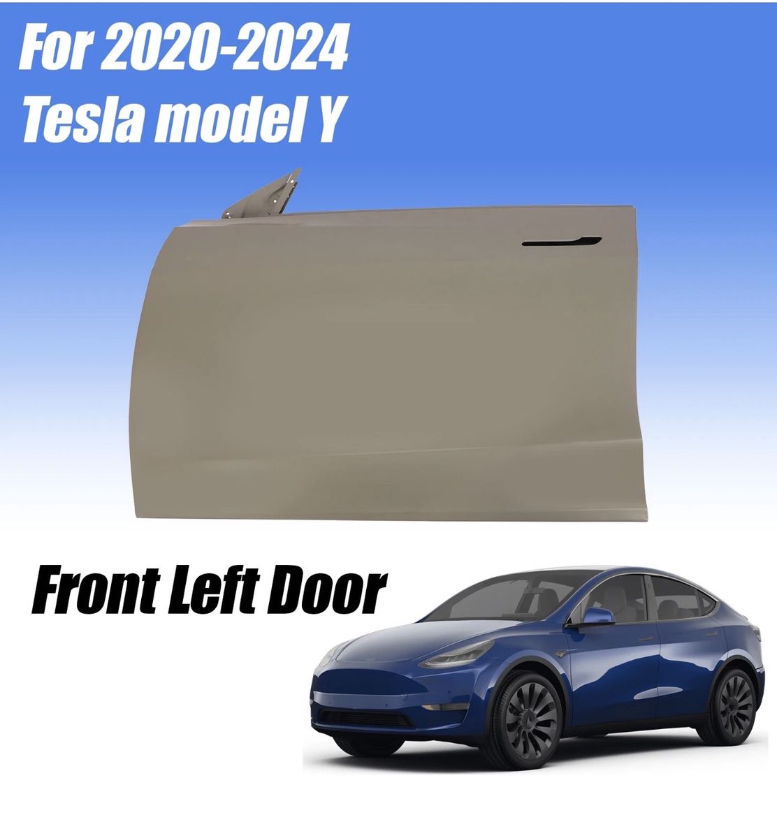 Tesla Model Y 2020-2024 Front Left Driver Side Door Shell OEM Replacement Unpainted