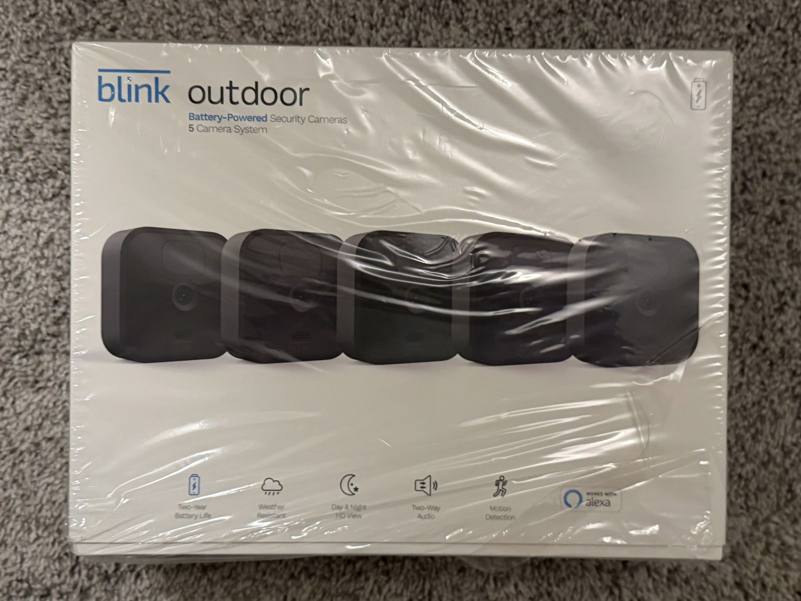 Blink Outdoor 5-Camera System Wireless Weather Resistant Security Cameras with 2-Year Battery Life