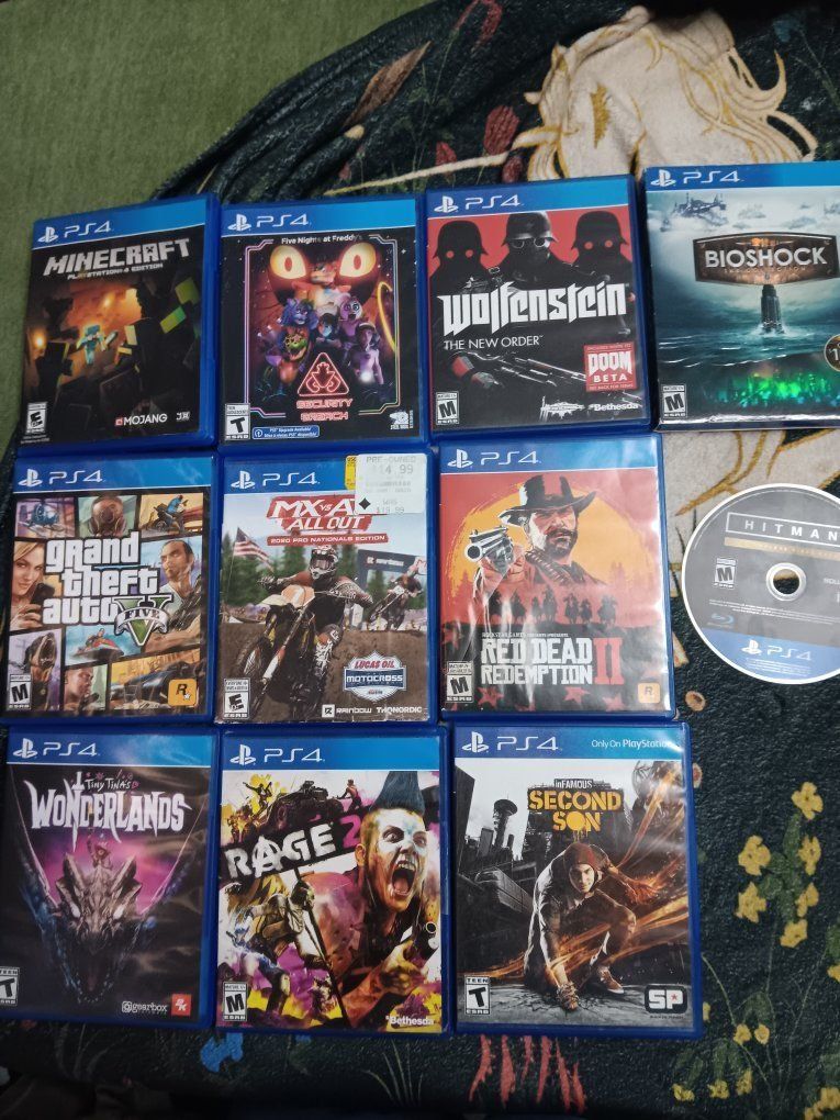 PlayStation 4 Video Game Lot (11 Titles) -, Red Dead Redemption 2, Minecraft & More