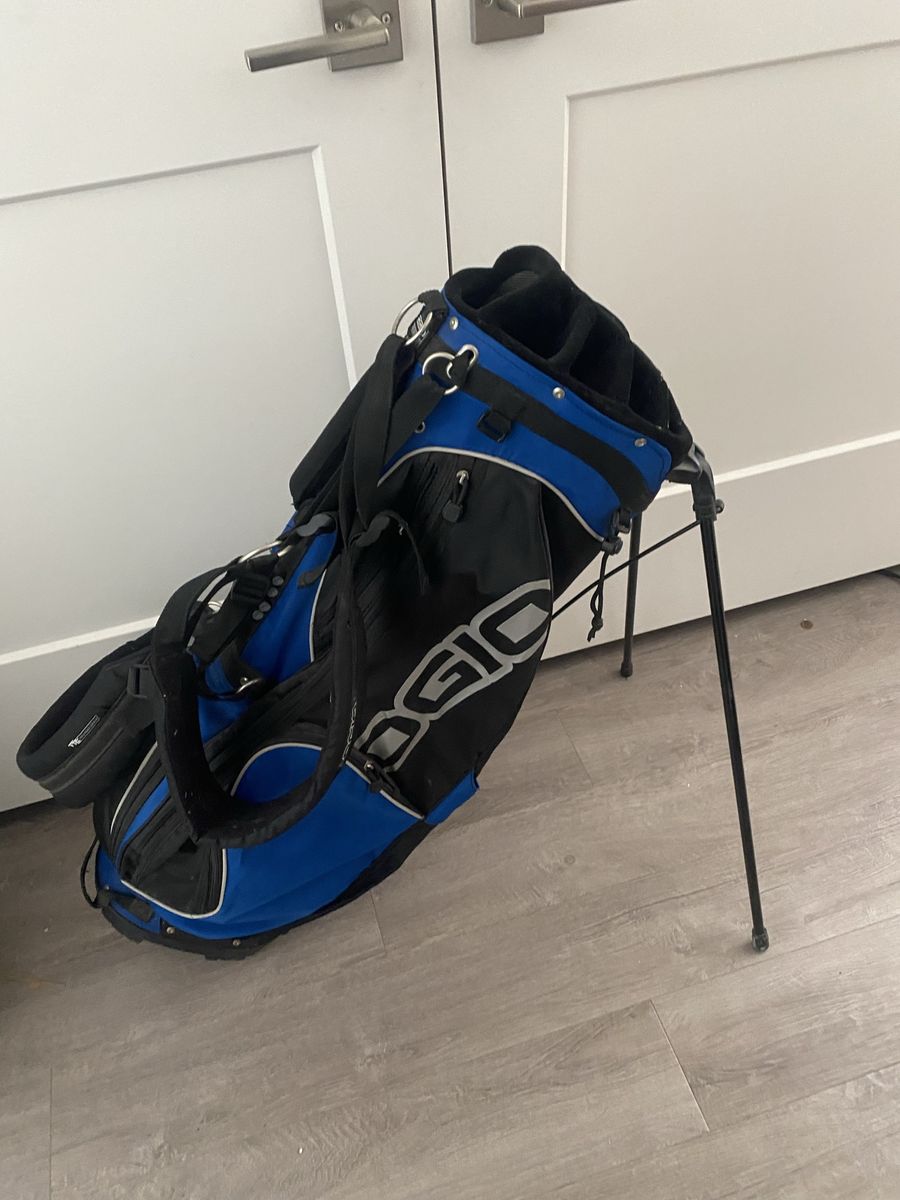 Ogio blue golf bag with stand